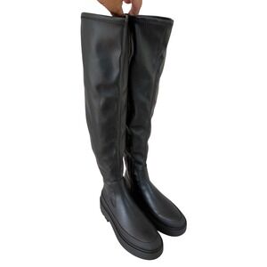 Franco Sarto Over The Knee Boots Womens 7 Black Excellent Lug Sole Platform